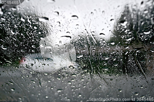 Image of Raindrops with white car