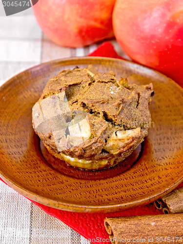 Image of Cupcake rye with apples in plate on tablecloth