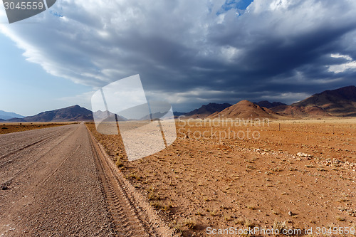 Image of panorama of fantrastic Namibia moonscape landscape