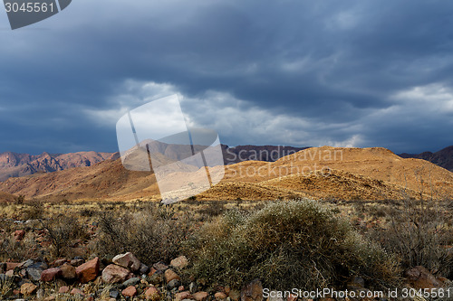 Image of panorama of fantrastic Namibia moonscape landscape