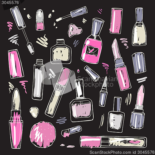Image of Cosmetics.  Makeup set.
