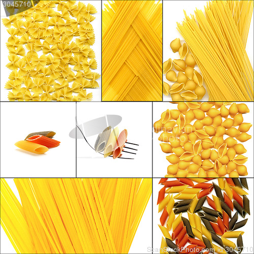 Image of various type of Italian pasta collage