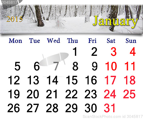 Image of calendar for the January of 2015 year