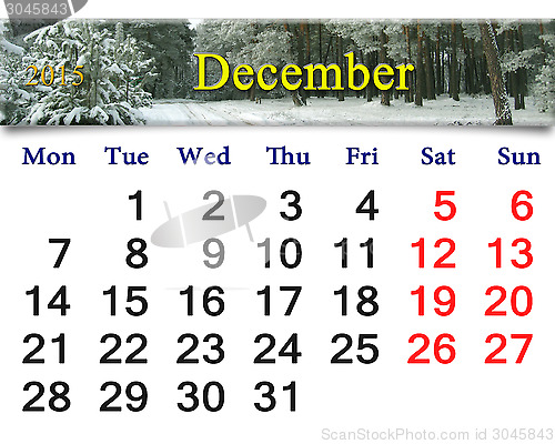 Image of calendar for December of next year