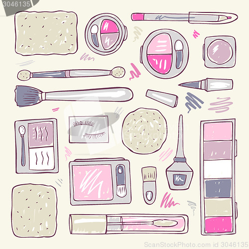 Image of Cosmetics.  Makeup set.