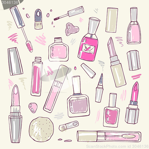 Image of Cosmetics.  Makeup set.