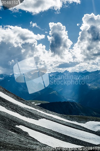 Image of Sunbeams in mountains, Altai. Russia