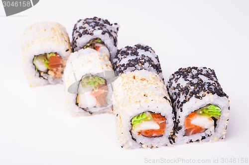 Image of salmon sushi roll