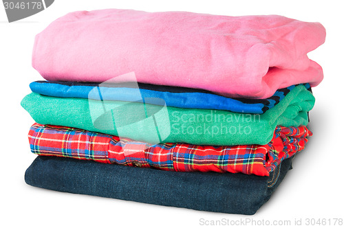 Image of Stack Of Five Types Of Clothes Rotated