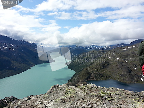 Image of Gjende and Bessvatnet seen from Besseggen