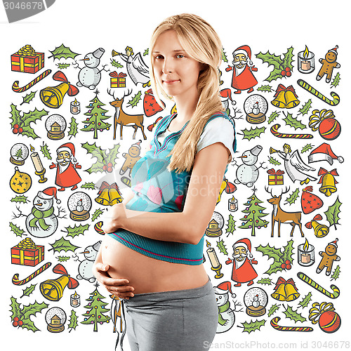 Image of Pregnant Woman Looking For Christmas Gifts
