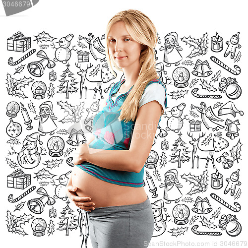 Image of Pregnant Woman Looking For Christmas Gifts