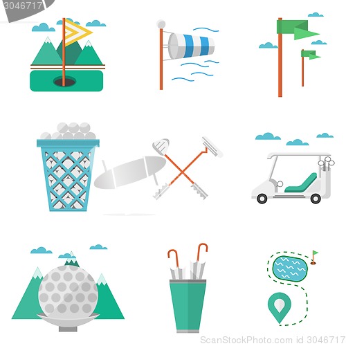 Image of Flat colored vector icons for golf