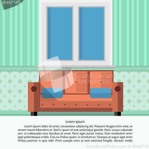 Image of Flat vector illustration of living room interior