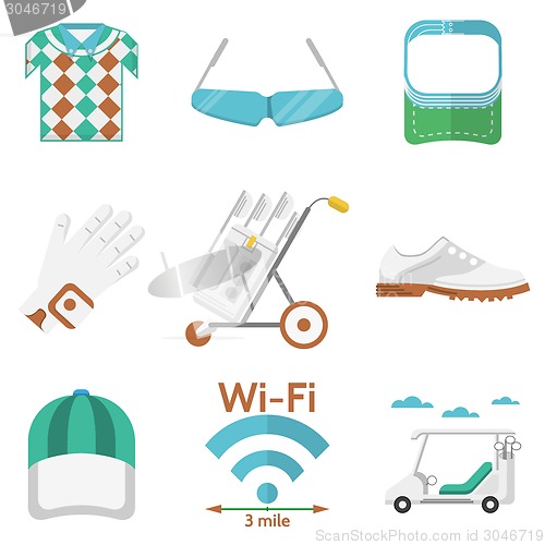 Image of Flat vector colored icons for golf