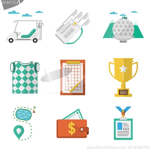 Image of Colored vector icons for golf