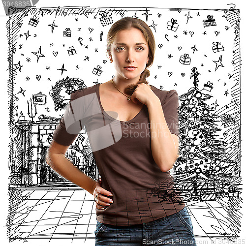 Image of Woman Looking For Christmas Gifts