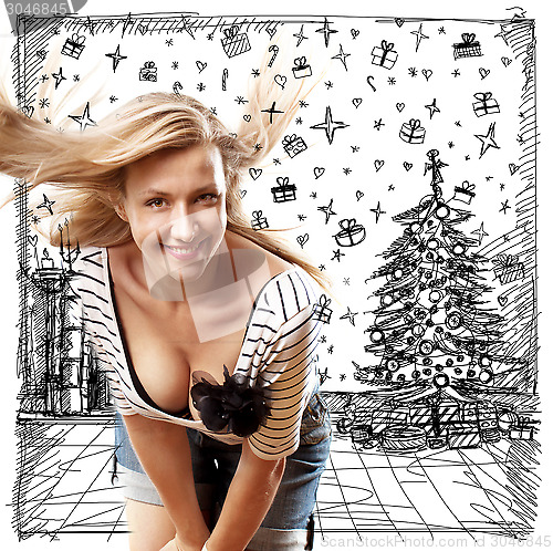 Image of Woman Looking For Christmas Gifts