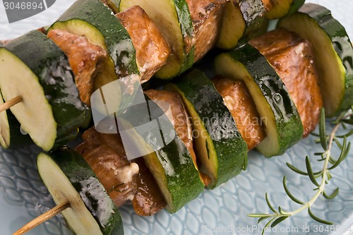 Image of Salmon and courgette shashlik