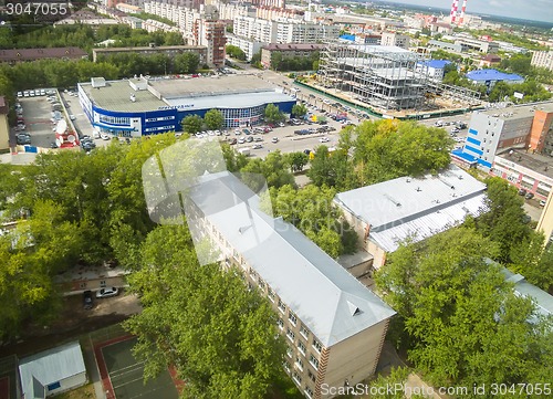 Image of Bird eye view on Energetikov street. Tyumen