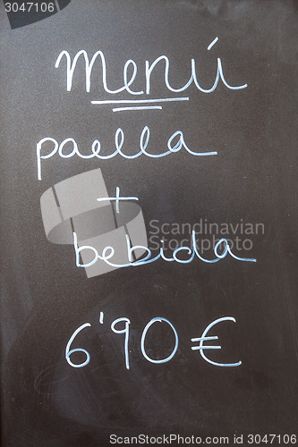 Image of Exterior menu cartel in Barcelona - Spain