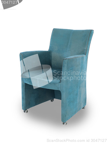 Image of Blue leather dining room chair 