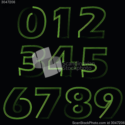 Image of green numbers