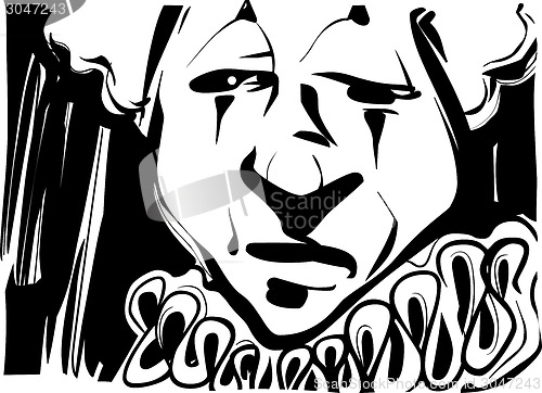 Image of sad clown sketch illustration