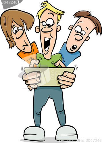 Image of boys playing game cartoon illustration