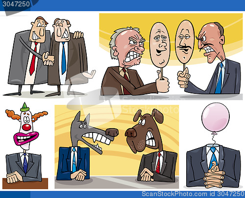 Image of cartoon politics concepts set