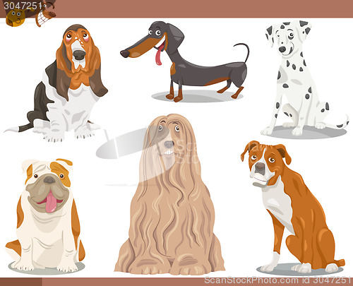 Image of dog breeds cartoon illustration set