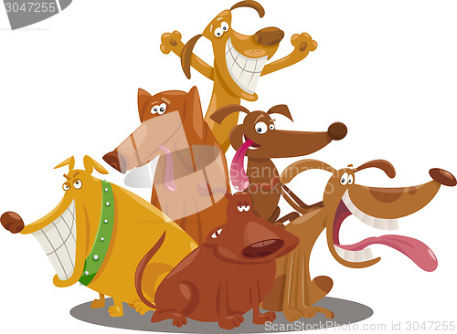 Image of playful dogs group cartoon illustration