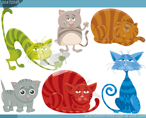 Image of funny cats cartoon illustration set