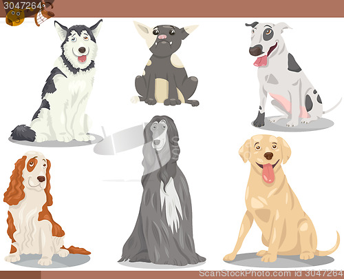 Image of dog breeds cartoon illustration set