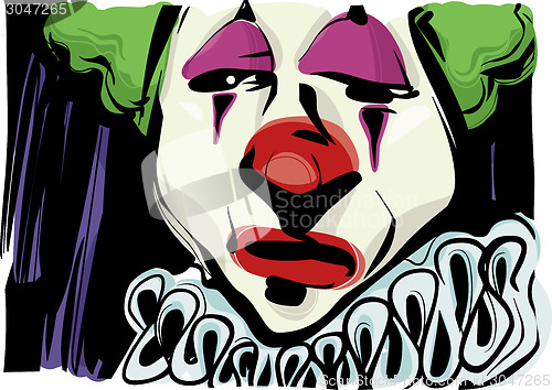 Image of sad clown drawing illustration