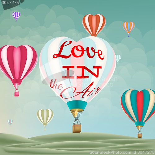 Image of Heart-shaped hot air balloons. EPS 10