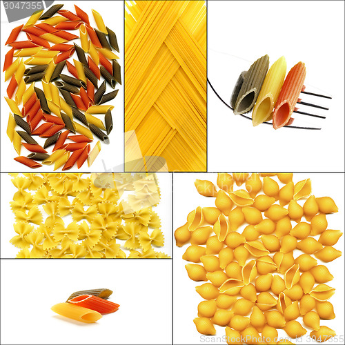 Image of various type of Italian pasta collage