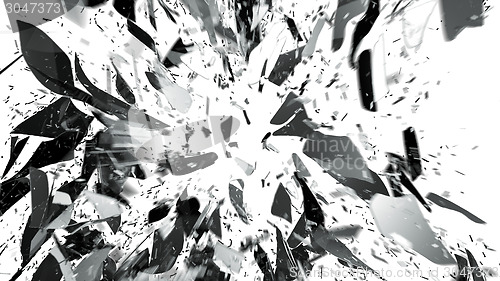 Image of Destructed or Shattered glass on white with motion blur