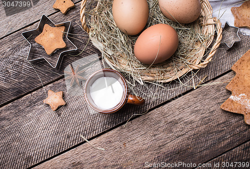 Image of Eggs for Christmas pastry and homemade cookies 