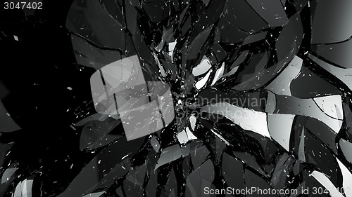 Image of Breaking and Destructed glass on black
