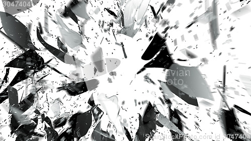 Image of Shattered glass on white with motion blur