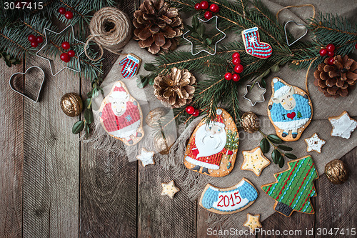 Image of Xmas pastry and homemade cookies with decoration