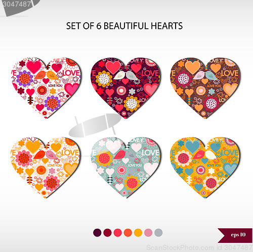 Image of Set of six beautiful hearts