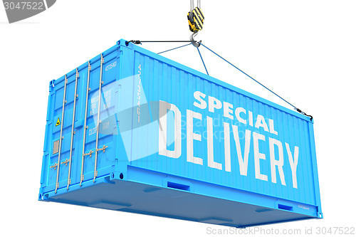 Image of Special Delivery - Blue Hanging Cargo Container.