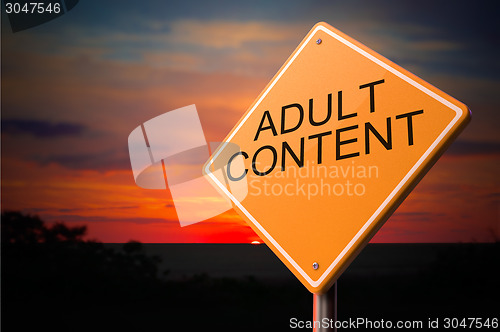 Image of Adult Content on Warning Road Sign.