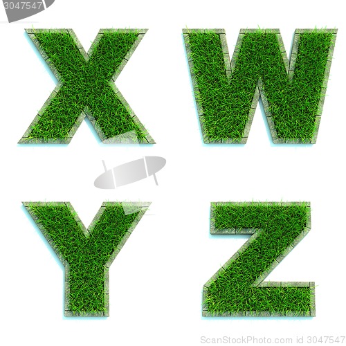 Image of Letters X, W, Y, Z as Lawn - Set of 3d.