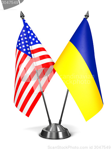 Image of USA and Ukraine - Miniature Flags.