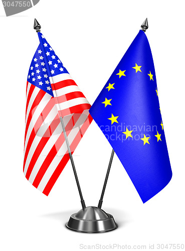 Image of EU and USA - Miniature Flags.