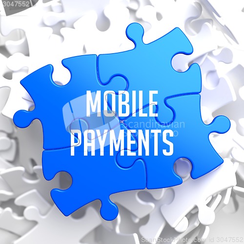 Image of Mobile Payments on Blue Puzzle.