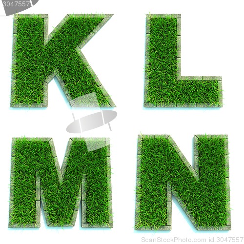 Image of Letters K, L, M, N  as Lawn - Set of 3d.